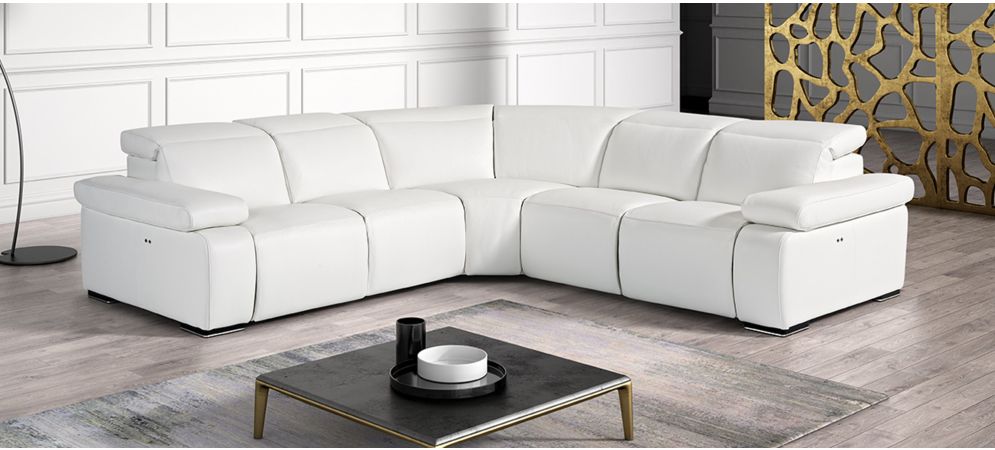 Hyding White 2c2 Leather Corner Sofa