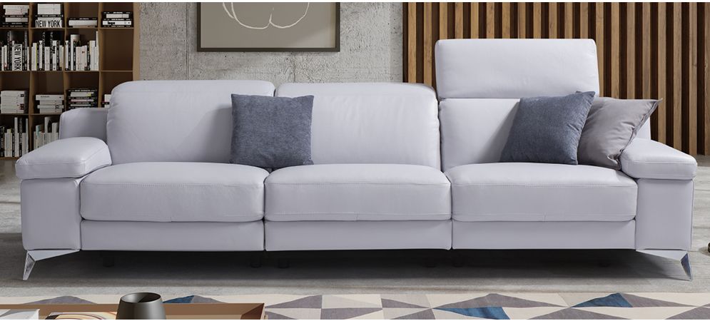 Hypnose Lilac Leather 3 2 Sofa Set Electric Recliner With Chrome