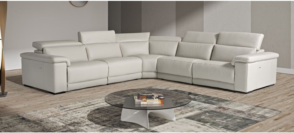 White leather sectional with adjustable hot sale headrest