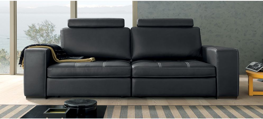 2 Contrast Stitch Leather Sofas With, How To Stitch Leather Sofa