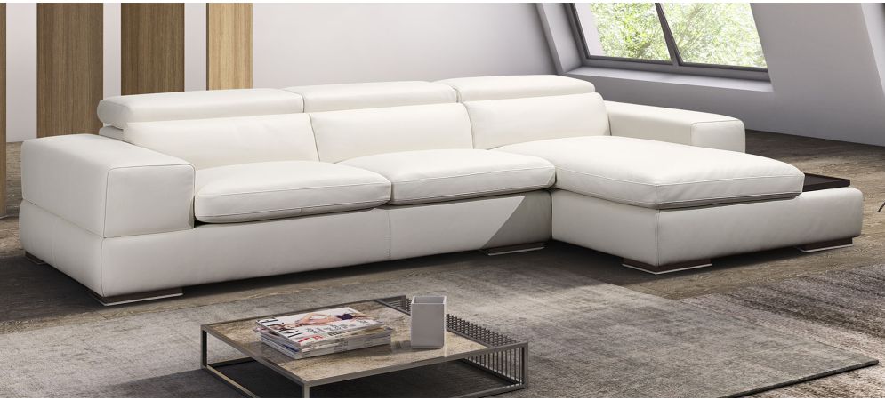 Sensation White Rhf Leather Corner Sofa