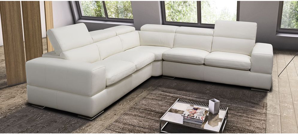 Sensation White 2c2 Leather Corner Sofa