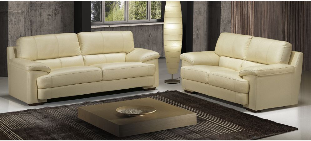 Bello Ivory Leather 3 2 Sofa Set With, Ivory Leather Sofa