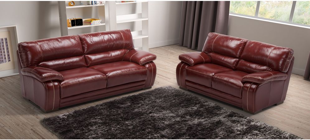 Wooden leather top sofa set