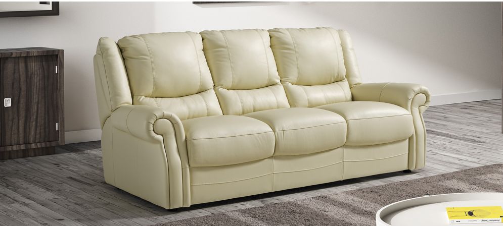 Berrydale Cream Leather 3 2 Sofa Set, Cream Leather Couch Set