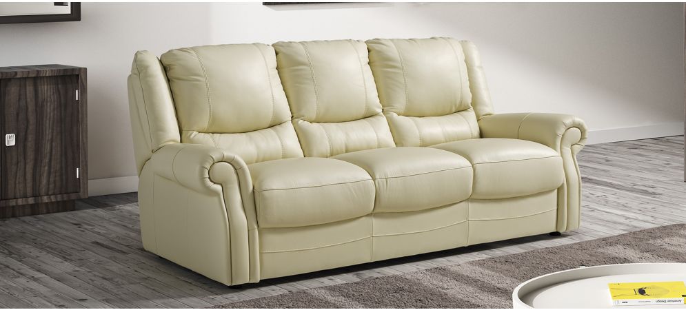 Berrydale Cream Leather 3 2 Sofa Set