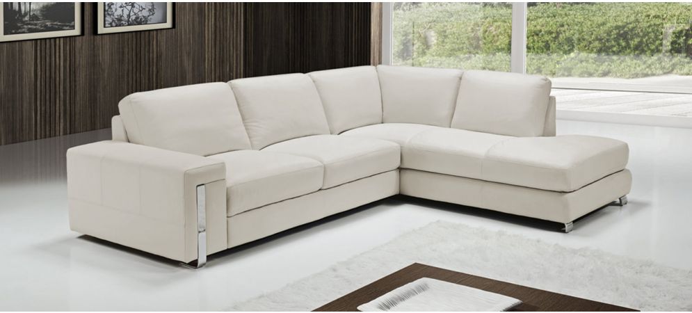 Eghoiste Ivory Rhf Leather Corner Sofa, Ivory Leather Sectional With Recliners