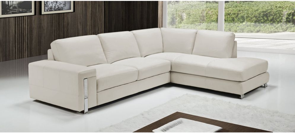 Eghoiste Ivory Rhf Leather Corner Sofa