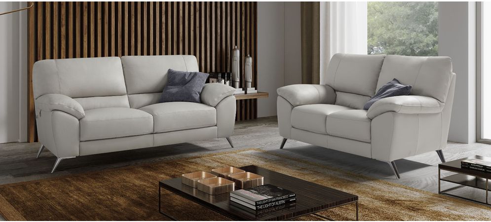 Ivory leather shop sofa