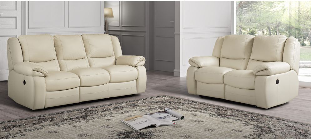 Cream leather sectional recliner hot sale
