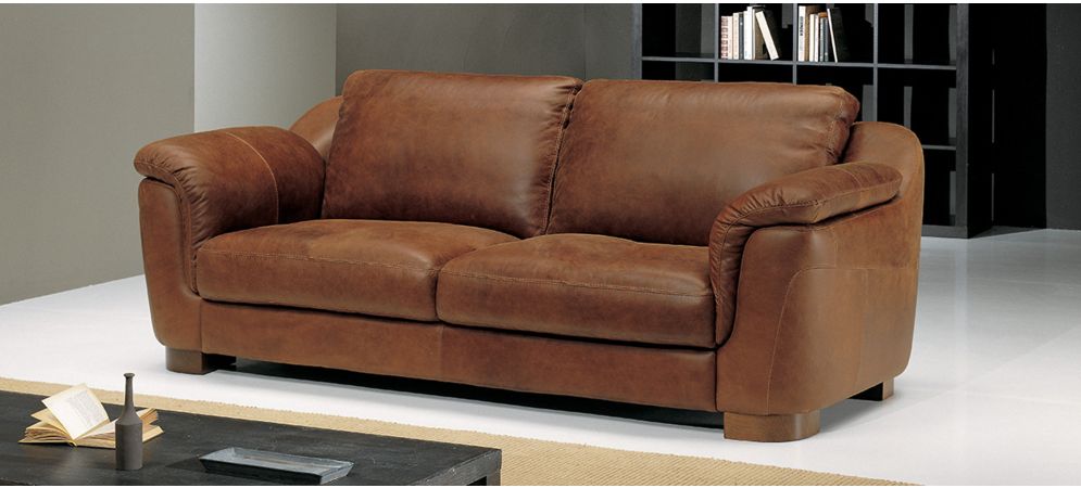 Minuetto Brown Leather 3 2 Sofa Set