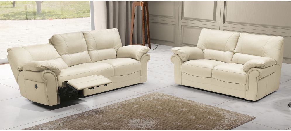 Cream power online reclining sofa