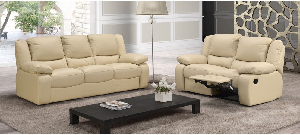 Cream colored shop leather sectional