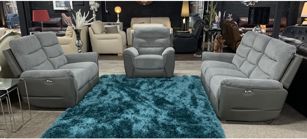 Dallas Grey Fabric 3 2 1 Sofa Set, Leather Sofas Dallas