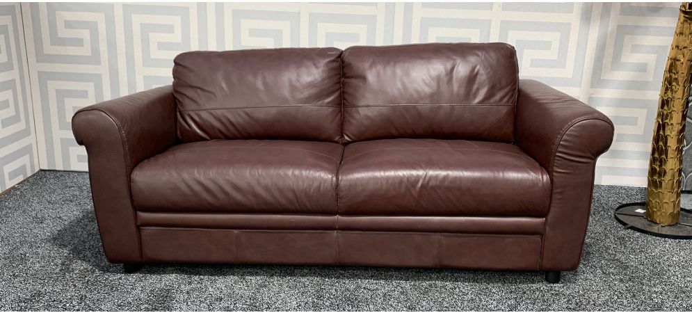 Brown Large Scroll Arm Leather Sofa Few Scuffs See Images Ex Display Showroom Model 47359 World Brown Large Scroll Arm Leather Sofa, How To Cover Scratches On Brown Leather Sofa