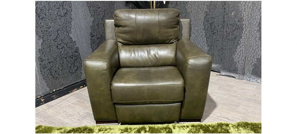 Lucca Green Leather Armchair Electric, Green Leather Armchair