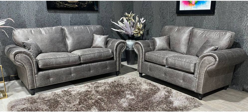 Gray faux leather couch sale