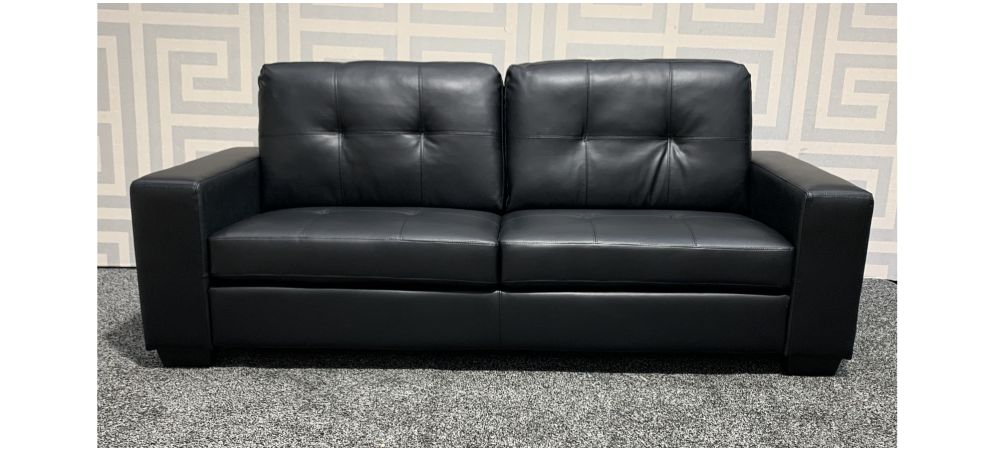 Black Square Arm Bonded Leather Large Sofa Ex Display Showroom Model 47604 World Large Sofa Ex Display Showroom, Square Arm Leather Sofa