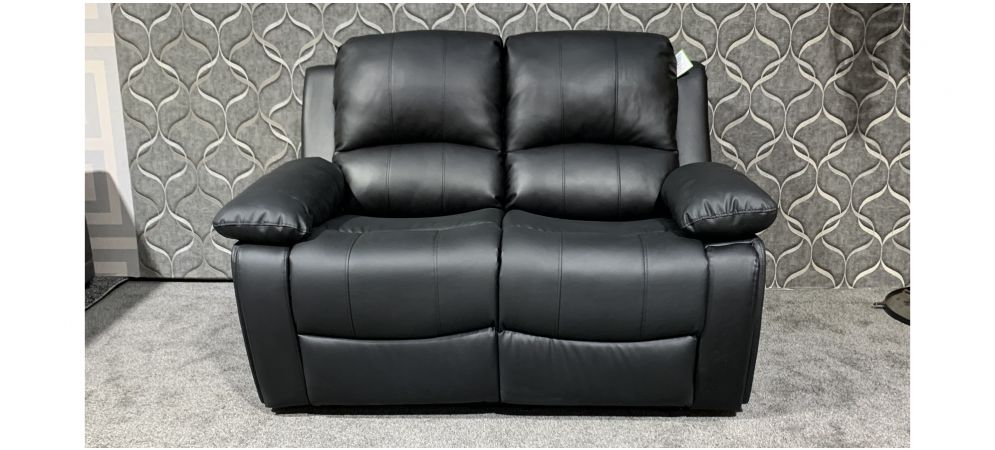 Valencia Black Bonded Leather Regular, Black Bonded Leather Reclining Sofa