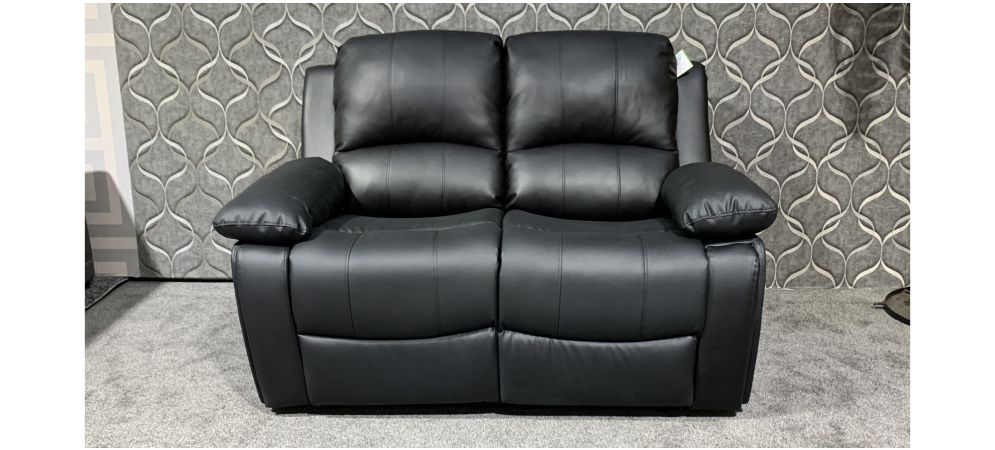 Valencia Black Bonded Leather Regular Sofa Manual Recliner Ex Display Showroom Model 47651 World Valencia Black Bonded Leather Regular, Black Bonded Leather Reclining Sofa
