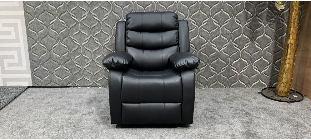 Roma Black Bonded Leather Armchair, Bonded Leather Recliner Swivel Chair
