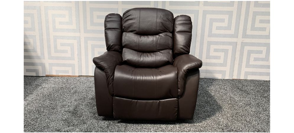 Chocolate Brown Bonded Leather Armchair Manual Recliner Ing On Arms And Top See Images Ex Display Showroom Model 47719 Sofa World Chocolate Brown Bonded Leather Armchair, Chocolate Brown Leather Armchair