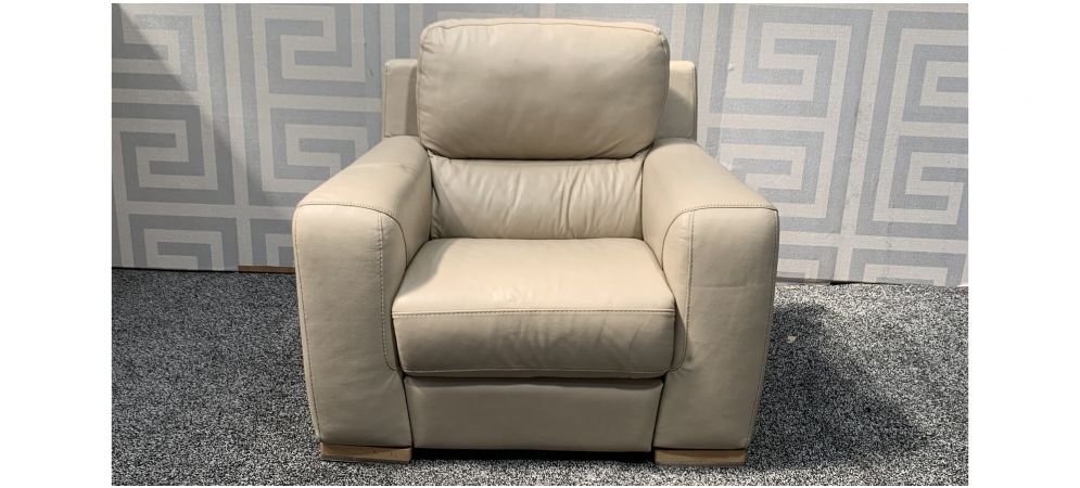Lucca Cream Leather Armchair Electric, Cream Leather Arm Chair