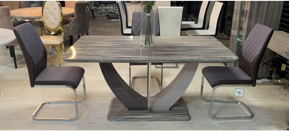 Atalanta 1 6m High Gloss Dining Table, Grey Wood And Chrome Dining Table