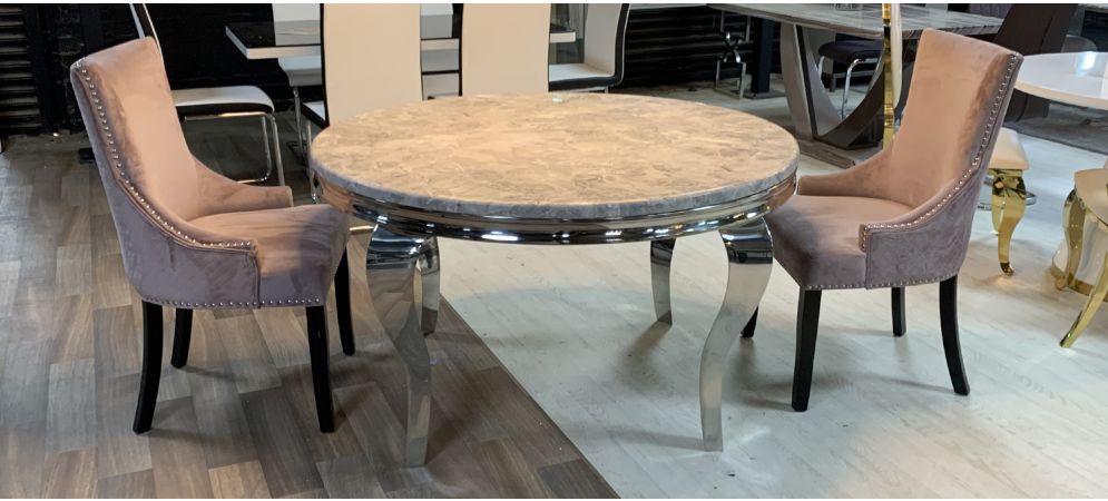 Marble dining table chrome legs hot sale