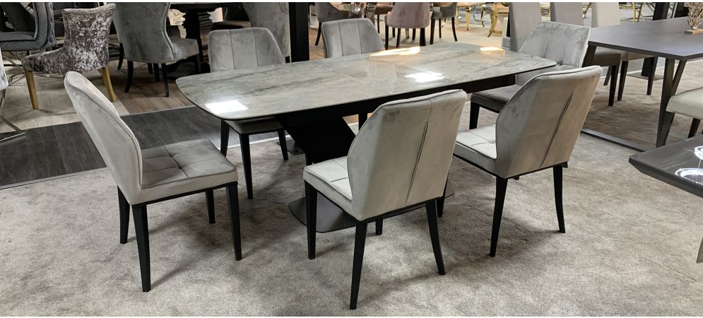 Grey marble extending dining sale table