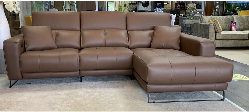Isabelle Brown Rhf Semi Aniline Corner With 2 Power Recliners