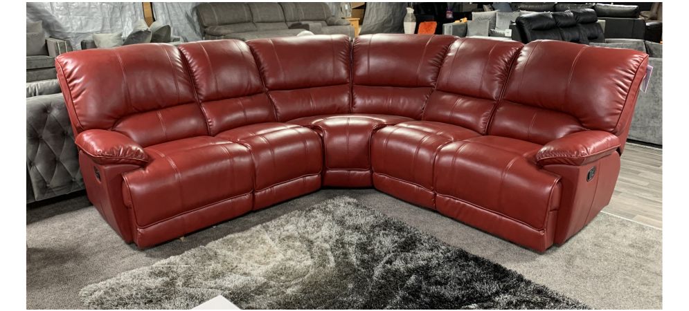 Erica Red 2c2 Leathaire Corner Sofa, Red Leather Couch Recliner