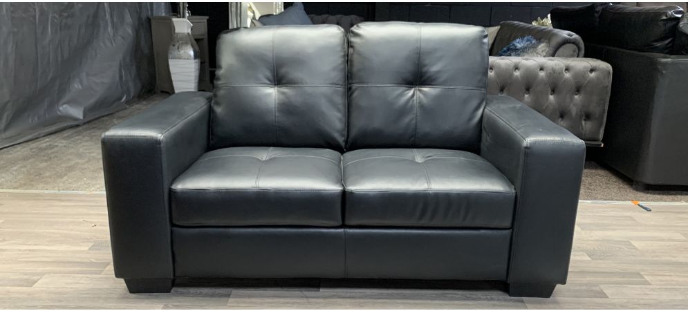 Utah Black Bonded Leather Regular Sofa, Leather Furniture Utah