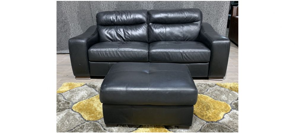 Footstool Sisi Italia Semi Aniline With, Venezia Top Grain Leather Sofa