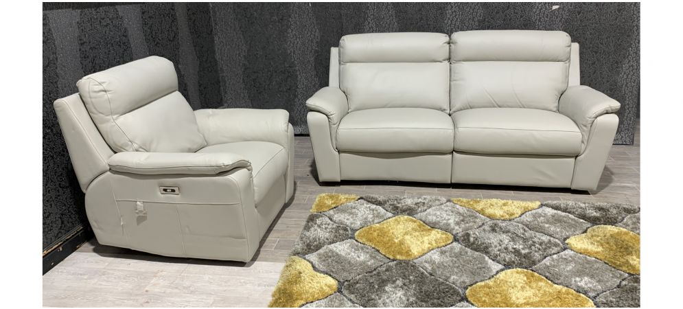 Newtrend Cream Leather 3 1 Sofa Set, Leather Electric Recliner Lounge