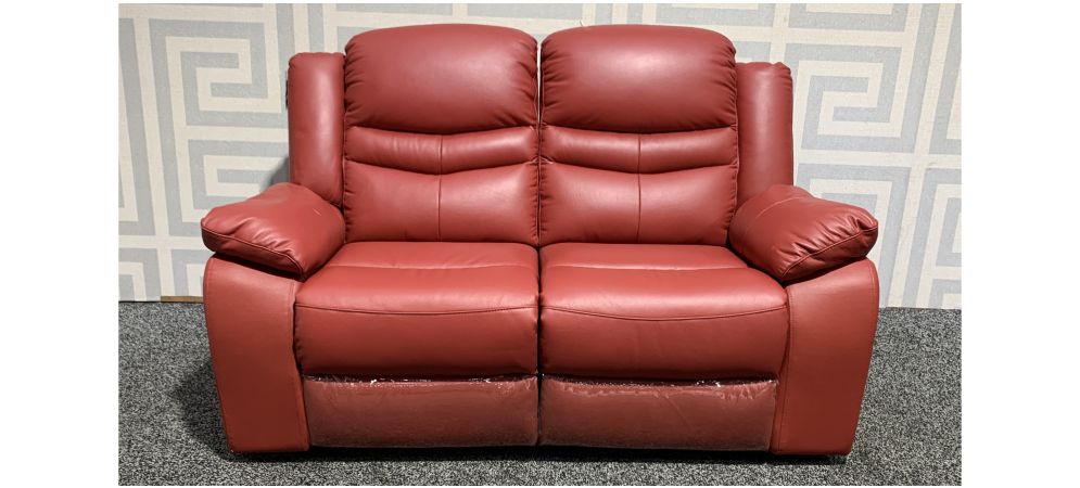 Contour Red Regular Leather Sofa Manual Recliner Ex Display Showroom Model 48661 World Contour Red Regular Leather Sofa Manual, 2 Seater Red Leather Recliner Sofa