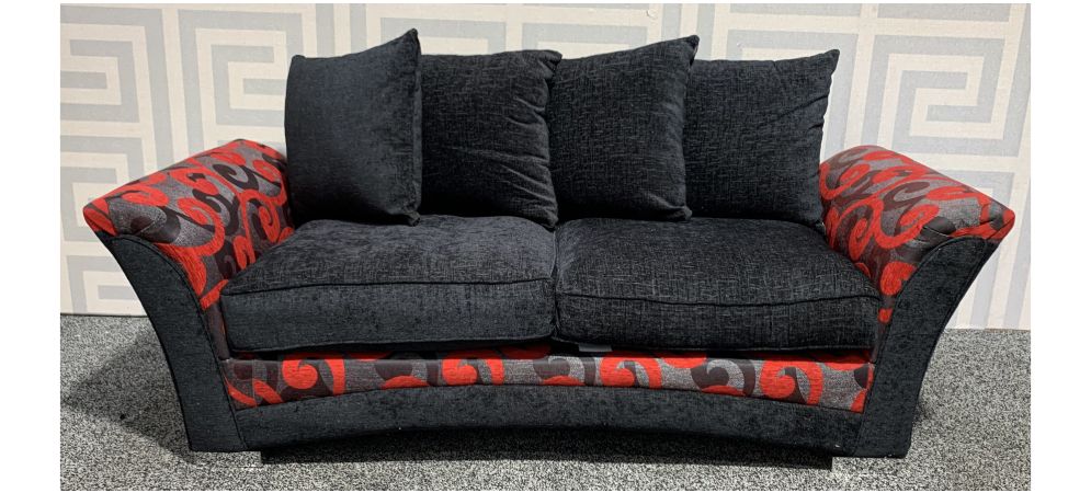 Black And Red Large Fabric Sofa With Ter Back Chrome Legs Mismatch Cushions See Images Ex Display Showroom Model 48692 Leather World Chrome Legs Mismatch Back Cushions, Red Leather Sofa Cushions