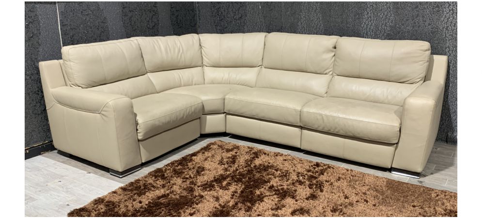 Lucca Cream Lhf Double Electric, Double Recliner Leather Corner Sofa