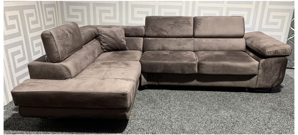 Nevada Brown Lhf Fabric Corner Sofa Bed, Brown Leather Corner Sofa Bed With Storage