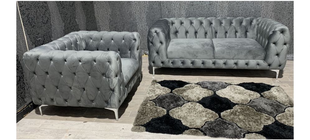 Sandringham Grey Fabric 2 1 Sofa Set