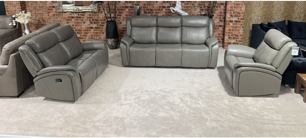 Grey leather sofa 3 on sale 2 1