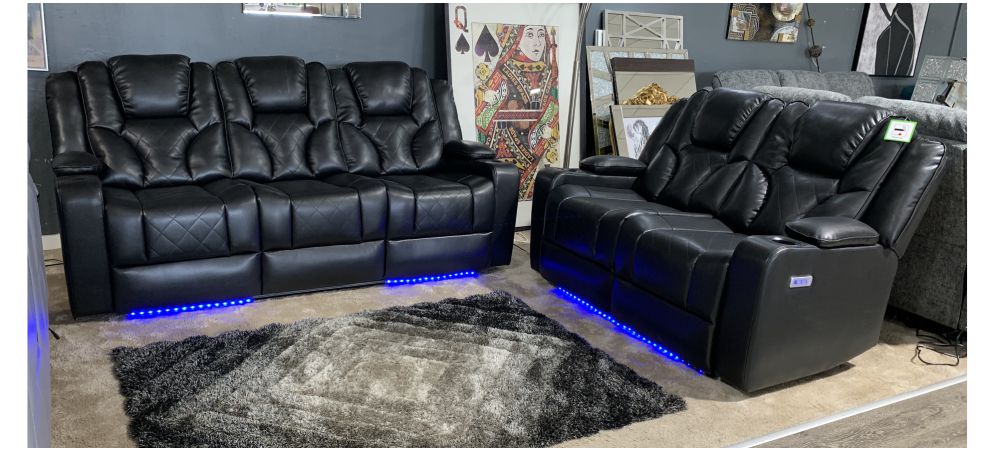 Leather reclining sofa with usb port outlet