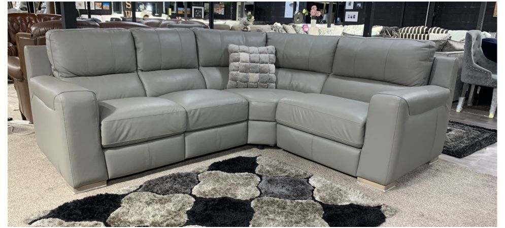 Lucca Grey RHF 2C1 Leather Corner Sofa Double Electric Sisi Italia Semi Aniline With Wooden Legs High Street Furniture Store Cancellation 50530