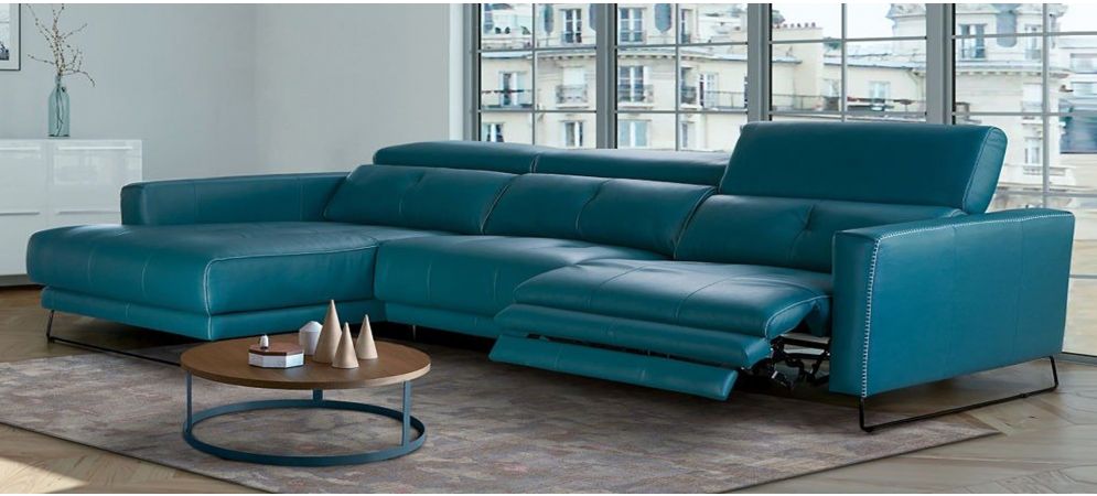 Isabel Newtrend Turquoise Lhf Corner Sofa With Electric Recliner And Adjule Headrests Other Colours Combinations Available Leather World