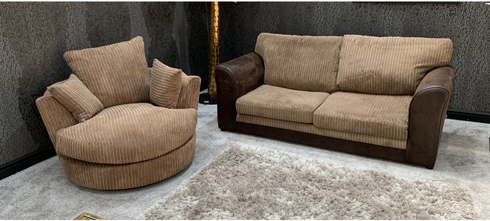 Swivel Chair Brown Ex Display, Dylan Power Leather Sofa Bed