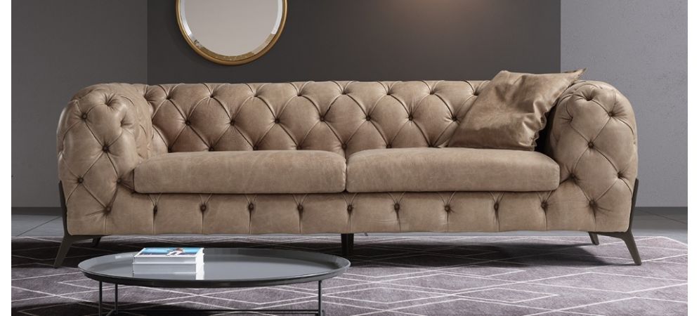 Batal Aniline Leather Sofa Set 3 2, Coffee Leather Sofa