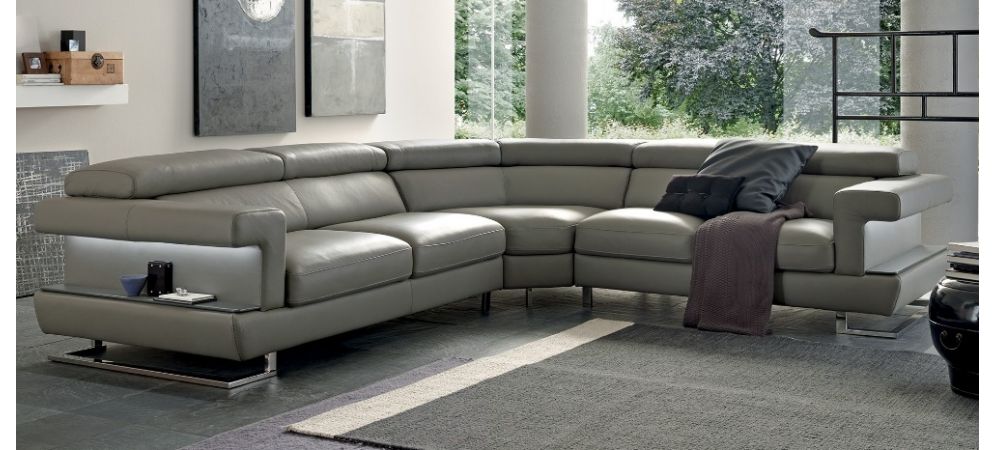Bolero Large Aniline Leather Corner, Cream Leather Couch