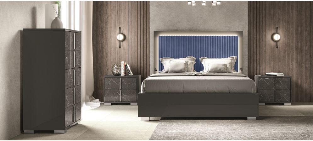 Sky King Size 5ft Bed With Majestic Headboard With Quilted Striped Padding And Led Lights And Usb Ports Full Bedroom Set Available Call For Price