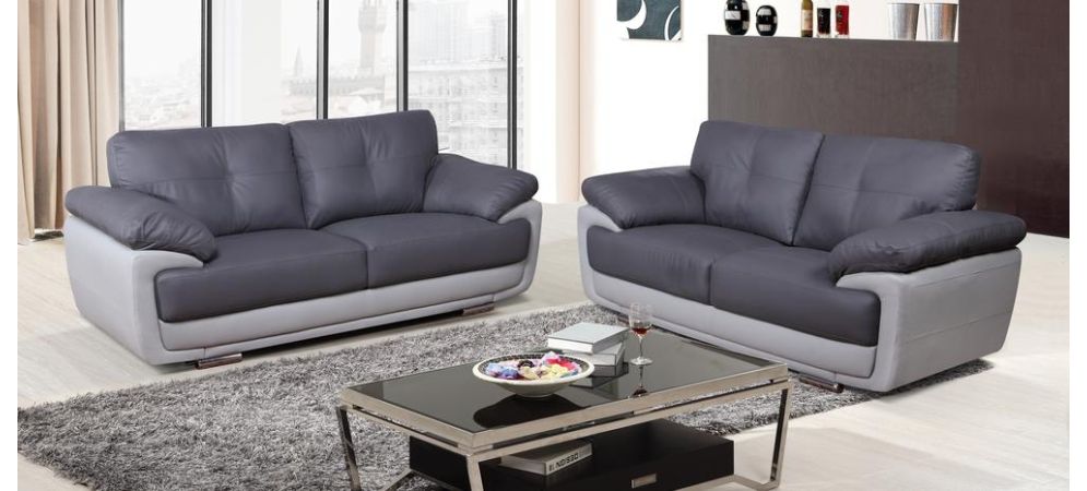 Carlton Leather Sofa Set 3 2 Seater Grey Two Tone With Chrome Feet World - Grey Leather Sofa Set Carlton Leather Sofa Set 3 2 Seater Grey Two Tone With Chrome Feet World - Grey Leather Sofa Set