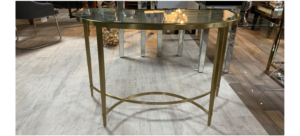 Metal half shop moon console table